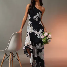 CORSICA Women Floral Print Asymmetric Neck Maxi Dress-picture-50