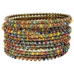 CHRISHAN Set Of 12 Gold-Plated Beaded Bangles-picture-50