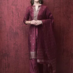 Shree Women Floral Printed Regular Liva Kurta with Trousers & With Dupatta-image-61