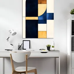 Craftnest creations White & Blue Single Piece Canvas Abstract Wall Paintings image 3