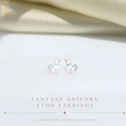HighSpark 925 Sterling Silver Unicorn Studs Earrings image 4