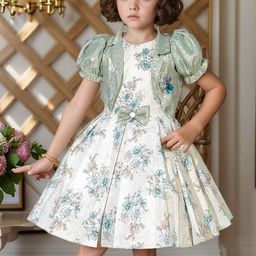 Lagorii Girls Floral Printed Puff Sleeve Fit & Flare Dress-picture-42
