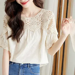 StyleCast Women Self Design Round Neck Cotton Casual Shirt-picture-23