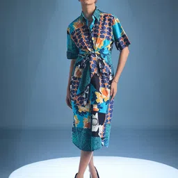 Uptownie Cotton Twisted Shirt Midi Dress image 3