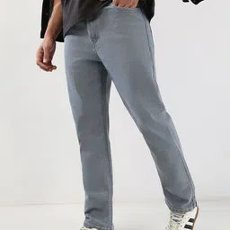 Urbano Fashion Men Light Grey Straight Fit Washed Stretchable Jeans-image-22