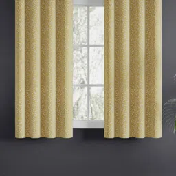 haus & kinder Signature Lemon Vine Yellow Jacquard 2 Pcs Room Darkening Window Curtains image 1