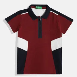 United Colors of Benetton Boys Colourblocked Polo Collar Pure Cotton T-Shirt-picture-40