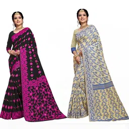 jayant creation Multicoloured Silk Cotton Jamdani Sarees-picture-17