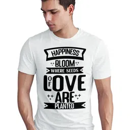 Seekbuylove Typography Printed Round Neck Short Sleeves Bio Finish Pure Cotton T-shirt-image-63