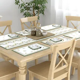 Aura 12-Pcs White & Yellow Floral Printed Table Linen Set image 4