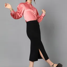 Stylecast X Kotty Mandarin Collar Cuffed Sleeve Satin Shirt Style Top-picture-31