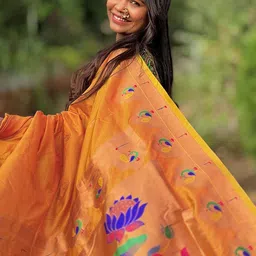 all about you Woven Design Zari Silk Blend Paithani Saree image 3