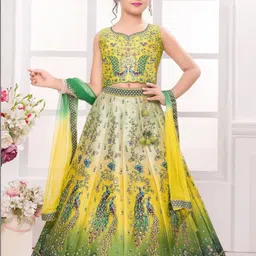NTURVA Girls Embroidered Mirror Work Ready to Wear Lehenga & Blouse With Dupatta-picture-28