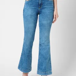 Kraus Jeans Women Flared High-Rise Light Fade Jeans-picture-15