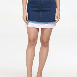 URBAN POCHE Denim High Rise A-Line Skirt-image-94