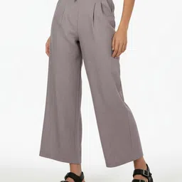 glitchez Solid Mid-Rise Pleated Cropped Trousers-picture-32