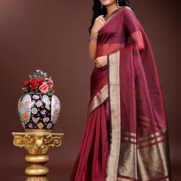 LeeliPeeri Designer Zari Organza Saree with Blouse Piece image 3