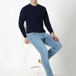 Peter England Casuals Men Cotton Self Design Pullover image 4