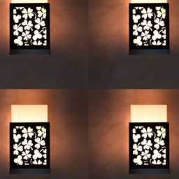 Gojeeva Black 4 Pieces Wooden Square Shaped Wall Lamps-picture-33