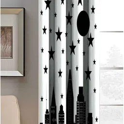 Aura Black & White 2 Pieces Abstract Printed Window Curtain image 5