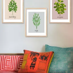 Kotart Brown & Green 3 Pieces Wooden Floral Painting Wall Arts-image-96