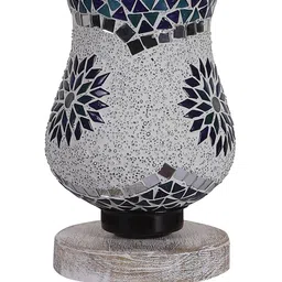 Devansh White & Blue Mosaic Design Glass Shade Table Lamp image 3