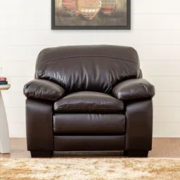 woodsworth from pepperfry Becker Leatherette 1 Seater Sofa in Brown Colour image 2