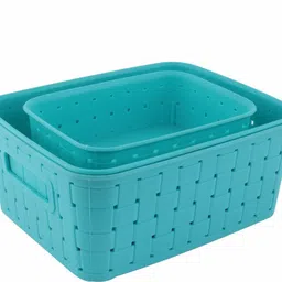 hap creation Baskets for Storage Set of 3 Pieces,Sky Blue Storage Basket (Pack of 3) Plastic Fruit & Vegetable Basket-picture-14