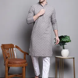 Jompers Floral Embroidered Thread Work Sequinned Pure Cotton Kurta image 3