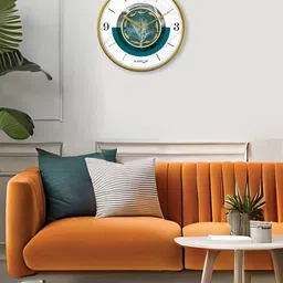 RANDOM White & Green Printed Contemporary Wall Clock image 2