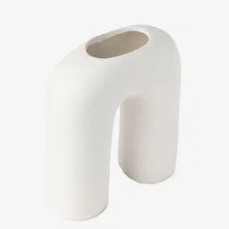 Bonhomie White Abstract Shaped Ceramic Vase image 4