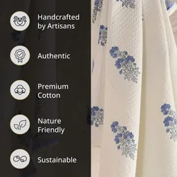 Peepul Tree Off White & Blue 4 Pieces Printed Cotton 300 GSM Towel Set image 3