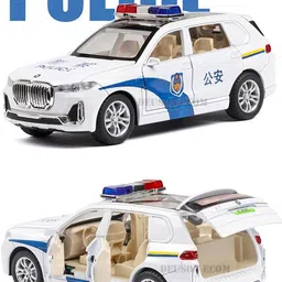 pinque 1:32 Diecast Metal Model Car Police Toy Car For Kid Sound and Light image 5