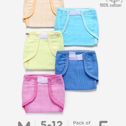 Babyhug Muslin Cloth Nappy Set of 5 Medium - Solid Assorted Color-picture-43