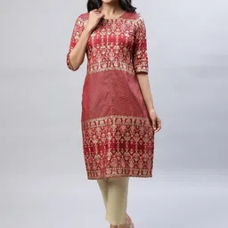 AURELIA Ethnic Motifs Printed Straight Kurta image 2
