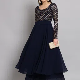 Poshak Hub Foil Printed Georgette Anarkali Kurta image 3