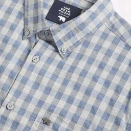 THE BEAR HOUSE Slim Fit Tartan Checked Button Down Collar Pure Cotton Casual Shirt image 2