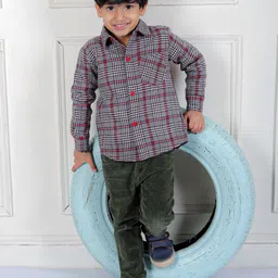 Superminis Boys Tartan Checked Standard Cotton Fleece Casual Shirt-picture-15