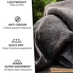 Heelium Blue & Grey Set Of 3 Solid 400 GSM Quick Dry Sustainable Bath Towels image 4
