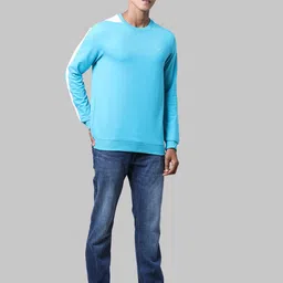 Park Avenue Men Blue Solid Sweatshirt image 5