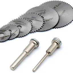 uptotoolsak 10pcs - HSS Circular Wood Cutting Saw Blade Discs with 2pcs 1/8" Shank Extension Rod for Dremel Rotary Tool Mandrel Rotary Bit Set image 4