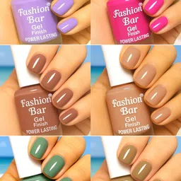 fashion bar Quick Dry Power Lasting six nail polish shades collection Set No.DF41 Multicolor image 1