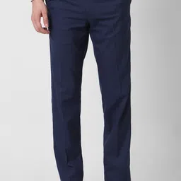 peter england Men Slim Fit Blue Polyester Trousers-picture-12