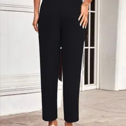 maheshvi Women Regular Fit Black Viscose Rayon Trousers image 2