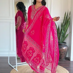 rarebeautty Embroidered Kurta, Salwar & Dupatta Set image 4