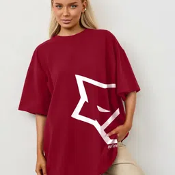 Leotude Geometric Printed Round Neck Oversized T-shirt-picture-38