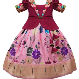 Wommaniya Impex Girls Embroidered Thread Work Ready to Wear Lehenga &-image-34