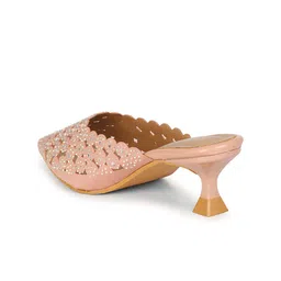 Commander Shoes Women Embellished Lazer Cut Pointed Toe Kitten Heel Mules image 3