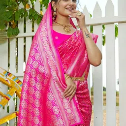 K 5 Fashion Floral Pure Silk Banarasi Saree image 4