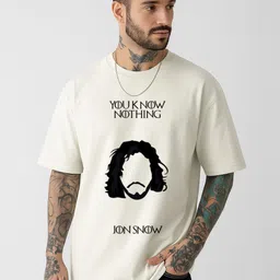 Be Crazy Game Of Thrones Typography Printed Drop-Shoulder Sleeves Cotton Oversized T-shirt-picture-17